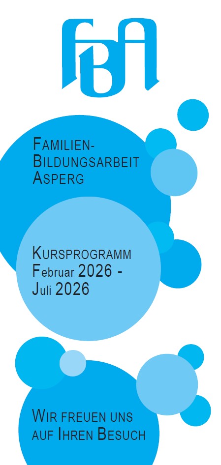 Sie sehen die Titelseite des Kursprogrammhefts Sommersemester 2026 der Familien-Bildungsarbeit Asperg